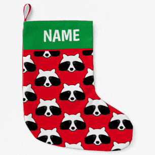 Niedlicher Raccoon-Druck Holiday Soße Weihnachtsf Kleiner Weihnachtsstrumpf