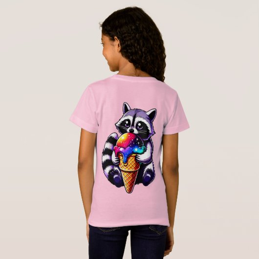 Niedlicher Raccoon Ess einer Weltraummusik T-Shirt (Schwarz voll)