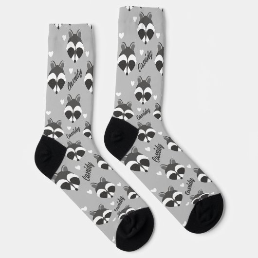 Niedlicher Raccoon-Gesichtsname Tier Socken (Rechts)