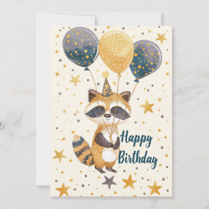 Niedlicher Raccoon Glücklicher Geburtstag Feiertagskarte