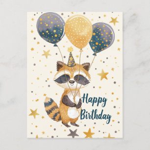 Niedlicher Raccoon Glücklicher Geburtstag Postkarte
