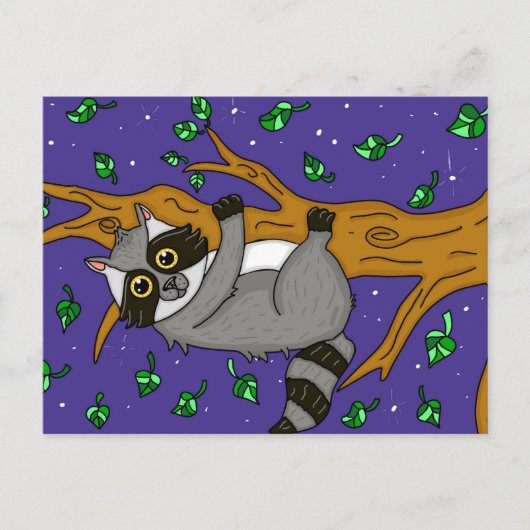 Niedlicher Raccoon in Tree, Just Sprichwort Hallo Postkarte (Vorderseite)