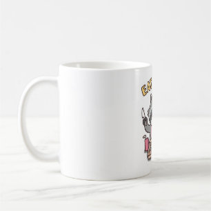 Niedlicher Raccoon ist bereit, gut zu essen, abfal Kaffeetasse