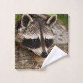 Niedlicher Raccoon-Ruhen auf einem Protokoll Badhandtuch Set (Waschlappen)