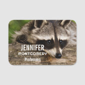 Niedlicher Raccoon-Ruhen auf einem Protokoll Namensschild (Vorderseite)