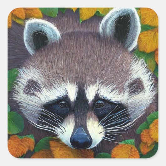 Niedlicher Raccoon Square Sticker (Vorderseite)
