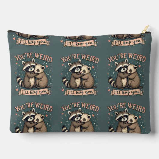 Niedlicher Raccoon und der Umarmung von Freunden Zubehörtasche (Rückseite)