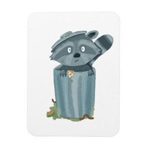 "Niedlicher Raccoon und Müll - Playful Animal Art Magnet