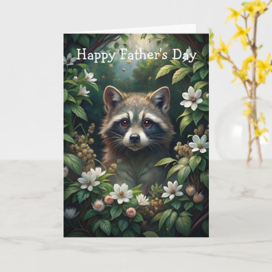 Niedlicher Raccoon Vatertag Karte (Gelbe Blume)
