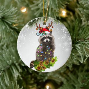 Niedlicher Raccoon-Wald Dschungel Wildtiere Keramik Ornament