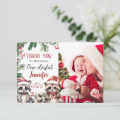 Niedlicher Raccoon Weihnachten 1. Geburtstag Danke (Stehend Vorderseite)