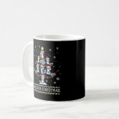Niedlicher Raccoon Weihnachtsbaum Pajama Matching  Kaffeetasse (Vorderseite Links)