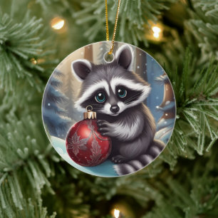 Niedlicher Raccoon Weihnachtsschmuck