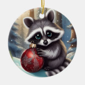 Niedlicher Raccoon Weihnachtsschmuck (Vorne)