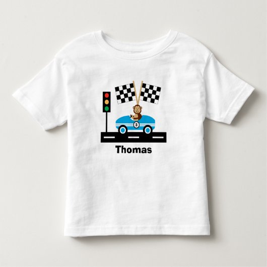 Niedlicher Racecar-T - Shirt mit Affe (Vorderseite)