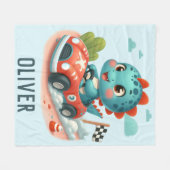 Niedlicher Racer Dino Fahren mit einem schnellen A Fleecedecke (Vorderseite (Horizontal))