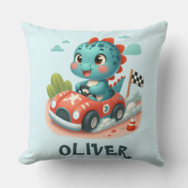 Niedlicher Racer Dino Fahren mit einem schnellen A Kissen