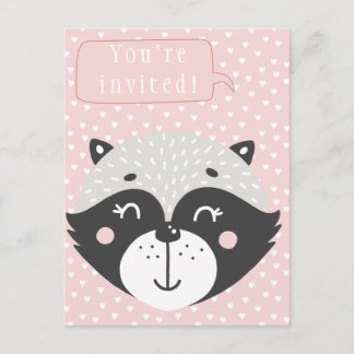 Niedlicher Racoon Kindergeburtstag Einladung Postk
