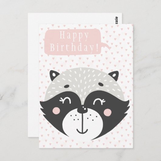 Niedlicher Racoon Kindergeburtstag Postkarte (Vorne/Hinten)