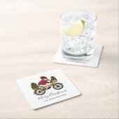 Niedlicher Radfahrer Weihnachten Rechteckiger Pappuntersetzer (Vor Ort)