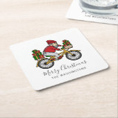 Niedlicher Radfahrer Weihnachten Rechteckiger Pappuntersetzer (angewinkelt)