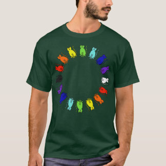 Niedlicher Rainbow-Cats-Kreis T-Shirt