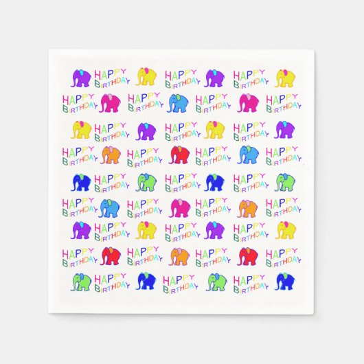 Niedlicher Rainbow Color Cartoon Elefanten Kind Ge Serviette (Vorderseite)