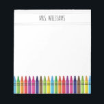 Niedlicher Rainbow Crayons Grundschullehrer Notizblock<br><div class="desc">Niedliche Rainbow Crayons Grundschullehrer Notepad</div>