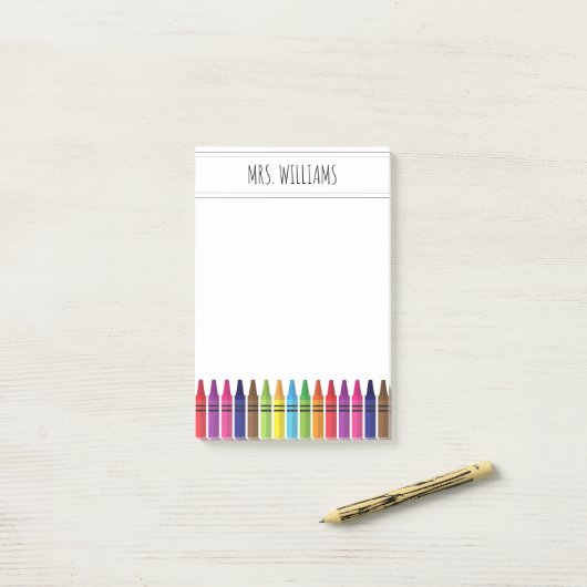Niedlicher Rainbow Crayons Grundschullehrer Post-it Klebezettel (Auf Schreibtisch)