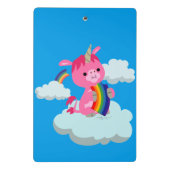 Niedlicher Rainbow-Eating-Cartoon Einhorn Mini-Zwi Mini Klemmbrett (Rückseite)