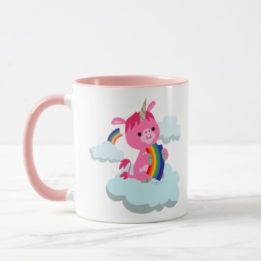 Niedlicher Rainbow-Eating-Cartoon Einhorn Tasse (Links)