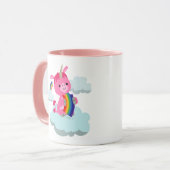 Niedlicher Rainbow-Eating-Cartoon Einhorn Tasse (Vorderseite Links)