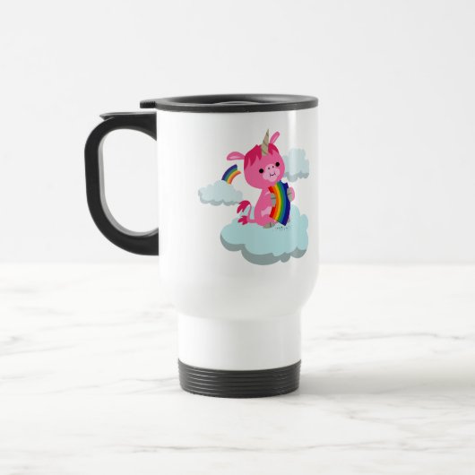 Niedlicher Rainbow-Eating-Cartoon Unicorn Tasse (Links)