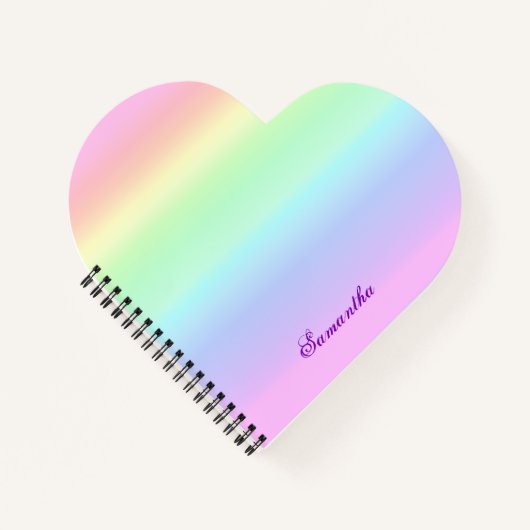 Niedlicher Rainbow Gradient Heart Individuelle Nam Notizblock (Vorderseite)