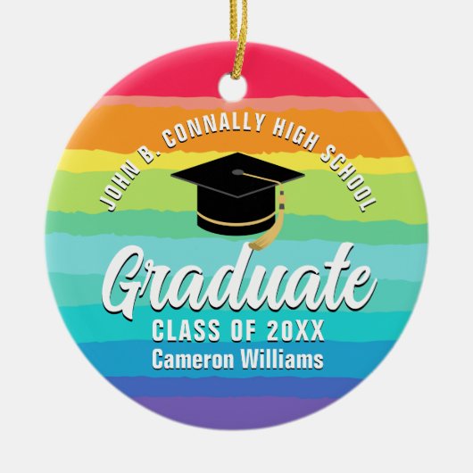Niedlicher Rainbow Graduate Custom Abschluss Weihn Keramik Ornament (Vorne)