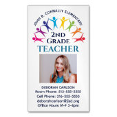 Niedlicher Rainbow-Grundschullehrer Magnetische Visitenkarte (Vorderseite Vertikal)