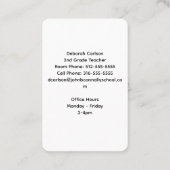 Niedlicher Rainbow-Grundschullehrer Visitenkarte (Rückseite)