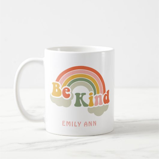 Niedlicher Rainbow-Individuelle Name Kaffeetasse (Links)