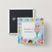 Niedlicher Rainbow-Meerjungfisch-Schildkröte-Star Button (Vorne & Hinten)