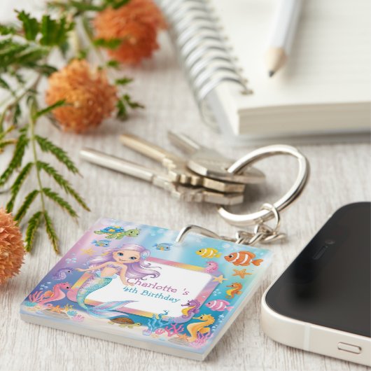 Niedlicher Rainbow-Meerjungfisch-Schildkröte-Star  Schlüsselanhänger (Vorderseite rechts)