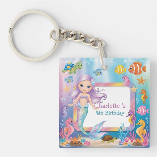 Niedlicher Rainbow-Meerjungfisch-Schildkröte-Star  Schlüsselanhänger (Vorderseite)