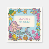 Niedlicher Rainbow-Meerjungfisch-Schildkröte-Star Serviette (Vorderseite)