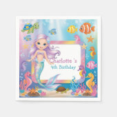 Niedlicher Rainbow-Meerjungfisch-Schildkröte-Star  Serviette (Vorderseite)