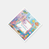 Niedlicher Rainbow-Meerjungfisch-Schildkröte-Star  Serviette (Ecke)