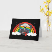 Niedlicher Rainbow-Mops Karte (Gelbe Blume)