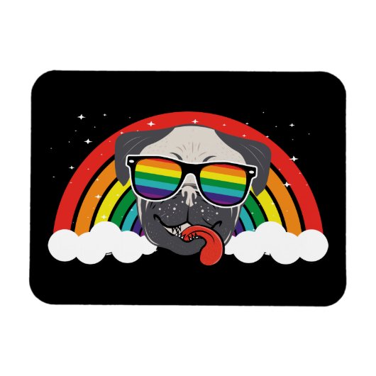 Niedlicher Rainbow-Mops Magnet (Horizontal)