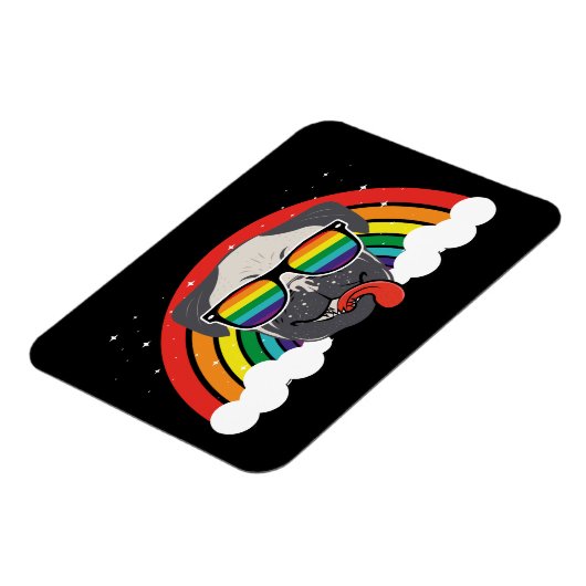 Niedlicher Rainbow-Mops Magnet (Linke Seite)