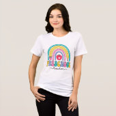 Niedlicher Rainbow-Preschool-Lehrer mit Apple Tri-Blend Shirt (Vorderseite voll)