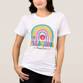 Niedlicher Rainbow-Preschool-Lehrer mit Apple Tri-Blend Shirt (Vorderseite)