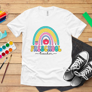Niedlicher Rainbow-Preschool-Lehrer mit Apple Tri-Blend Shirt